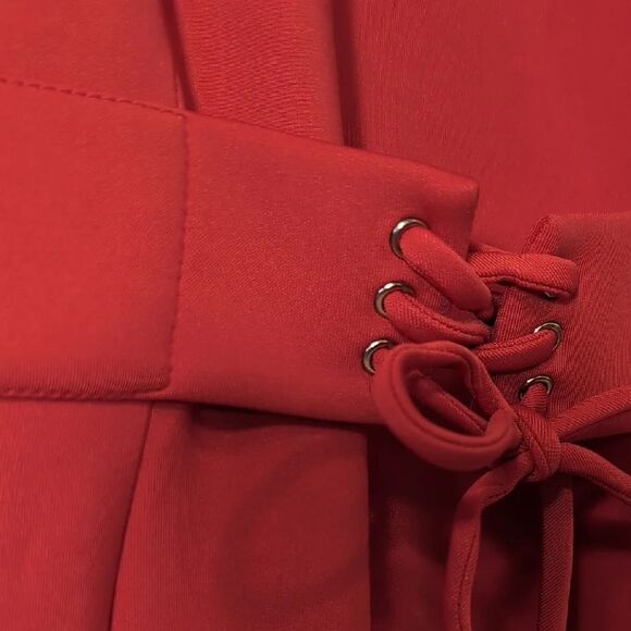 Guess | Red Sleeveless V-Neck Tie Front Mini Bodycon Dress Size L - Picture 6 of 8